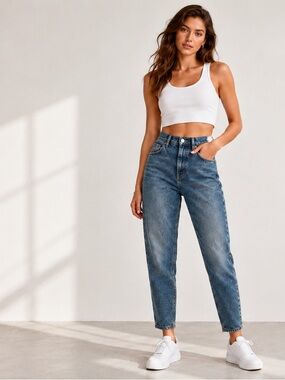 Lawman High Rise Mom Jeans Double Waistband Sz 11 29x31 Tapered Y2K 100% Cotton